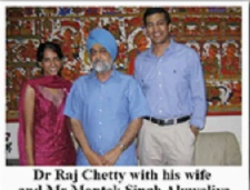 Dr. Raj Chetty with his wife and Mr. Montek Singh Ahluwalia