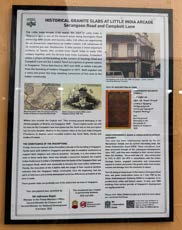 Information board at Little India Arcade