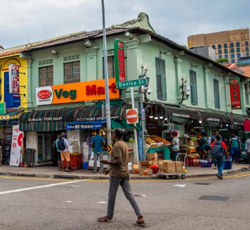 Historical street view of Dunlop Street in Little India Singapore