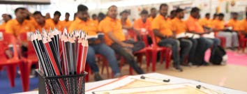 Migrant workers attending an event