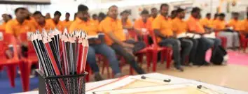 Migrant workers attending an event