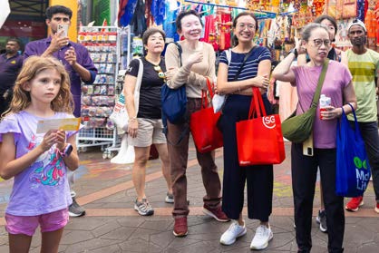 Tourists enjoying different activities