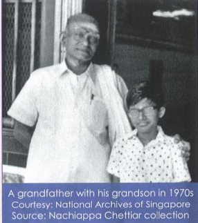 A grandfather with his grandson in 1970s