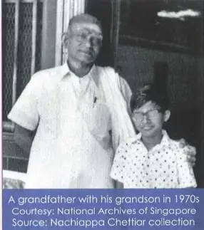 A grandfather with his grandson in 1970s