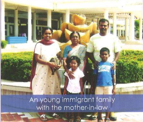 Young Nagarathar immigrant family with mother-in-law in Singapore