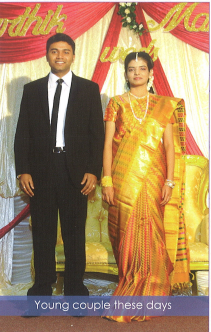 Vintage photograph of a traditional Nagarathar couple showcasing early dress styles