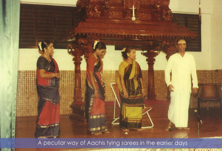 Young Nagarathar generation displaying traditional saree draping styles and adolescent attire