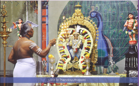 Sri Thendayuthapani Temple Singapore - Lord Muruga deity puja ceremony by Nagarathar priest