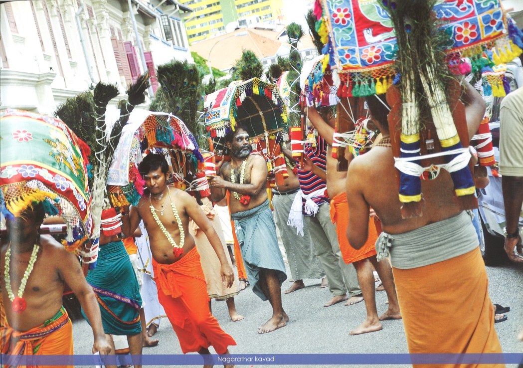 Thaipusam procession Singapore Nagarathar kavadi bearers Tank Road Sri Thendayuthapani Temple