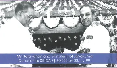 Sri Thendayuthapani Temple SINDA donation ceremony Singapore Indian community contribution