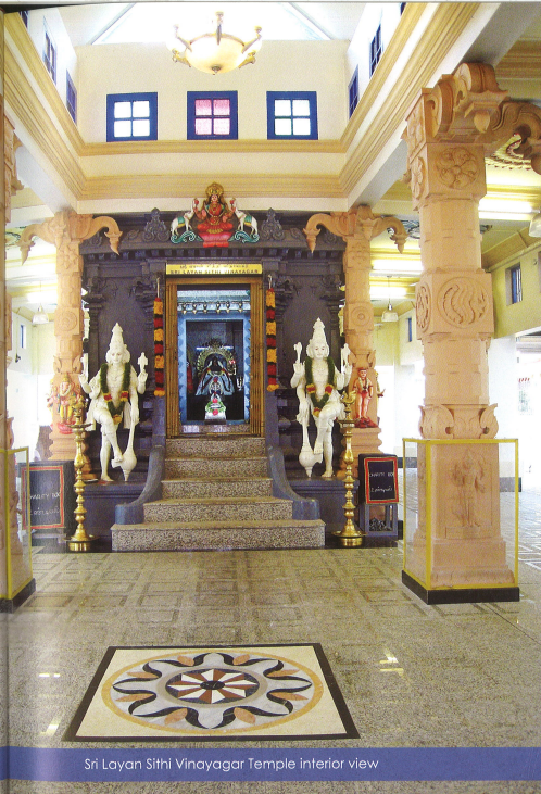 Sri Layan Sithi Vinayagar Temple interior decorated sanctum Singapore Nagarathar devotion