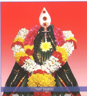 Vel spear deity copper symbol Lord Muruga Sri Layan Sithi Vinayagar Temple Singapore Nagarathar