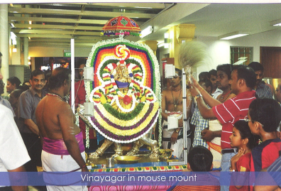 Lord Vinayagar on mouse mount Mooshika Vaganam festival procession Sri Layan Sithi Temple Singapore